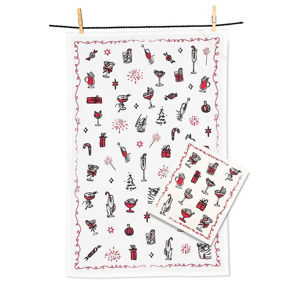 Cocktails Dishcloth & Tea Towel Set