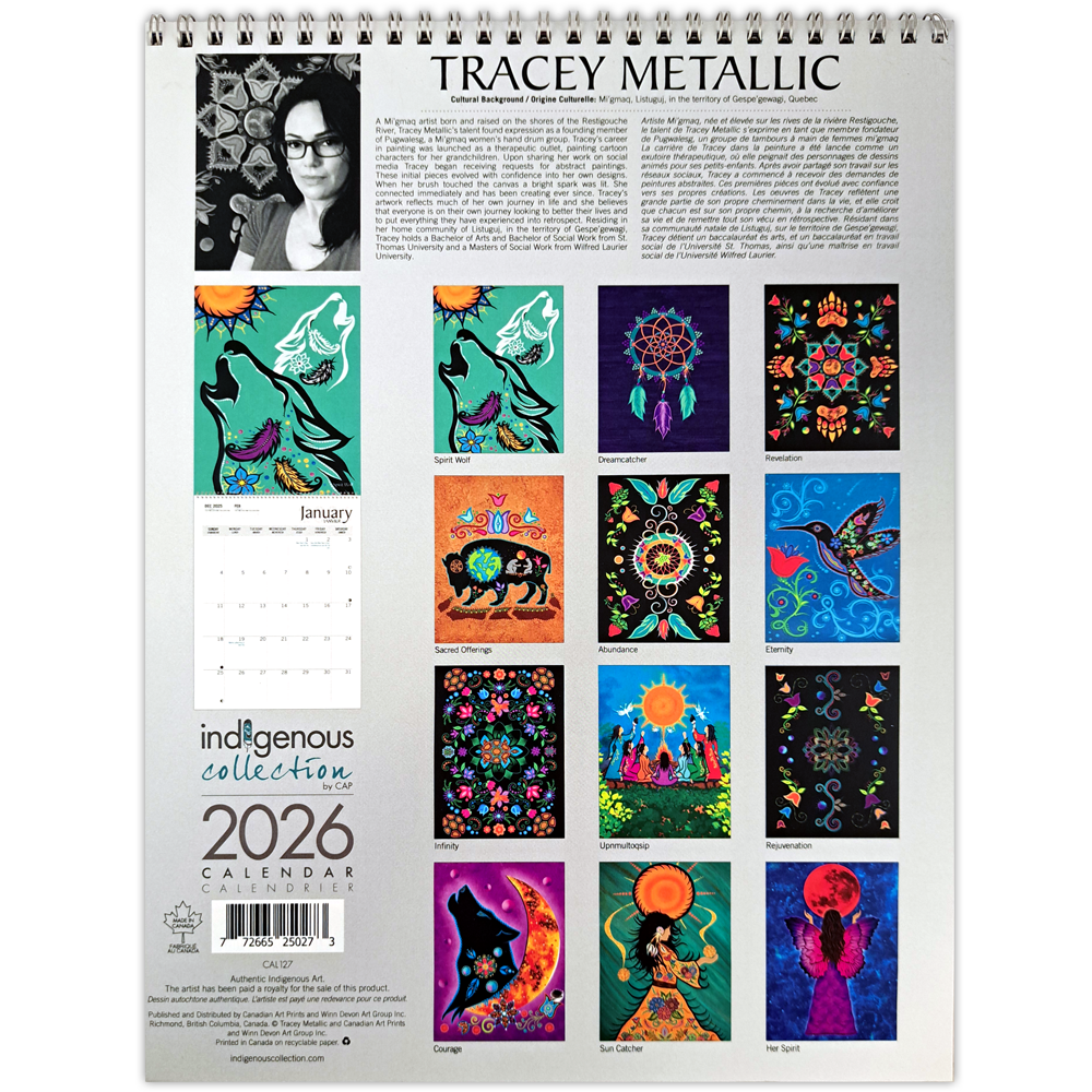 Calendrier mural 2026 Tracey Metallic