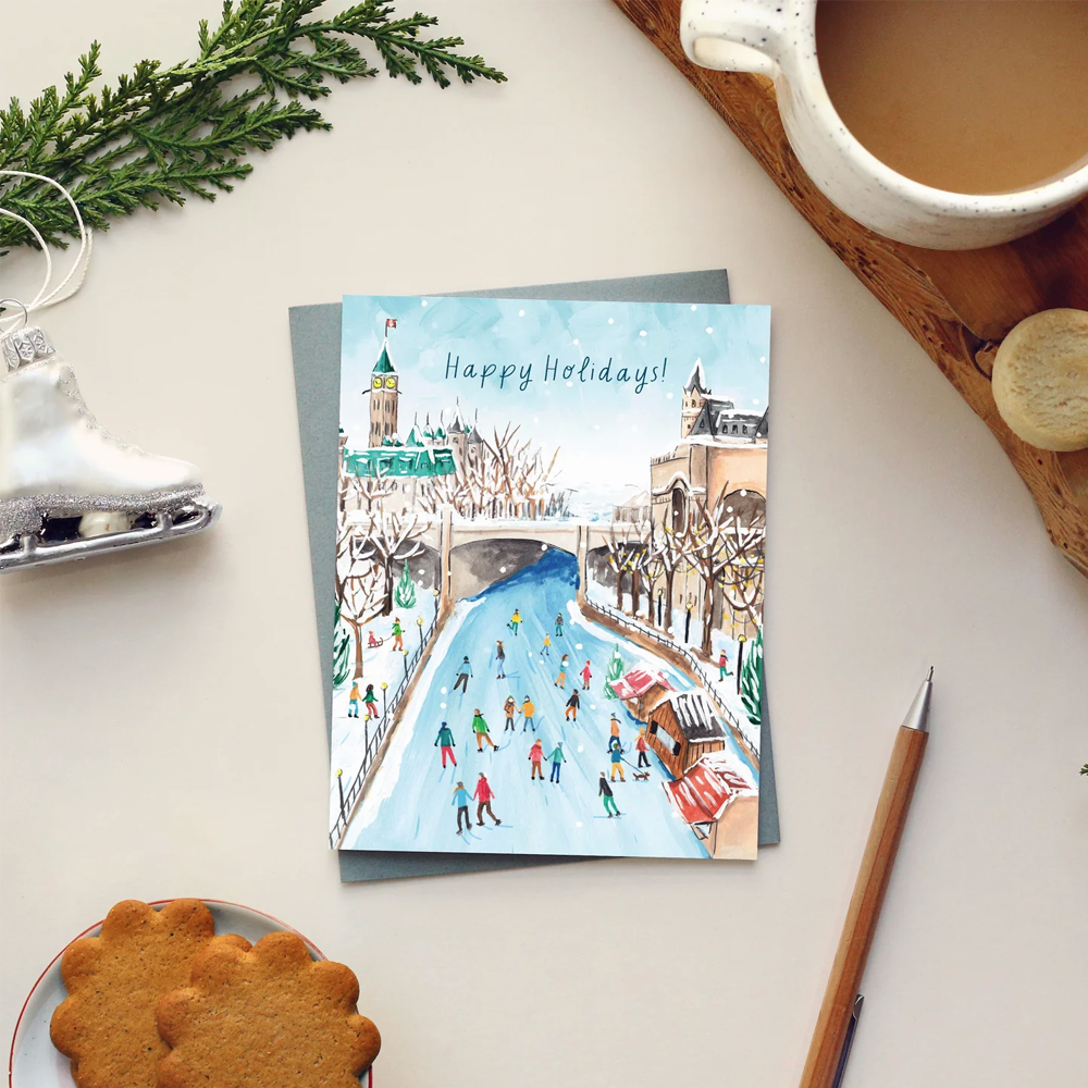 Boîte de cartes doubles pour les fêtes Canal Rideau (Anglais)