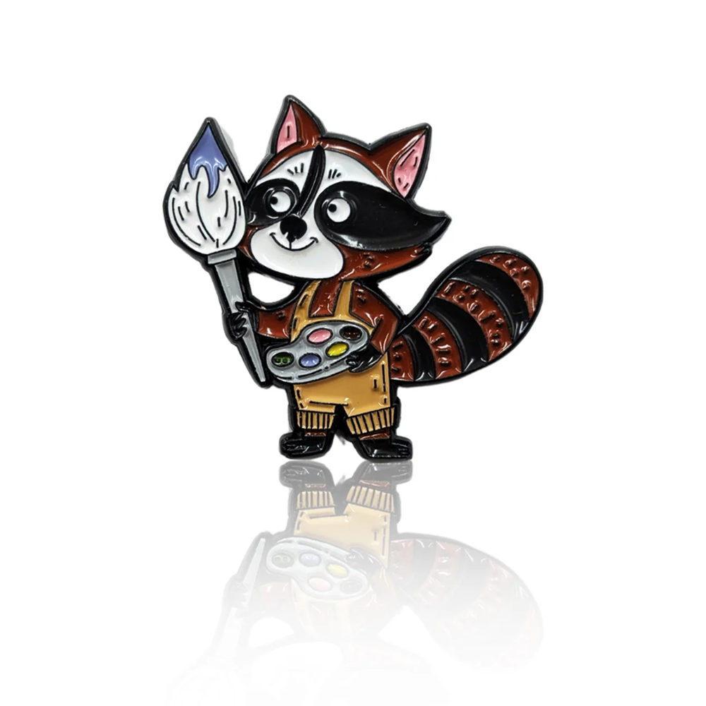 Artist Raccoon Pin