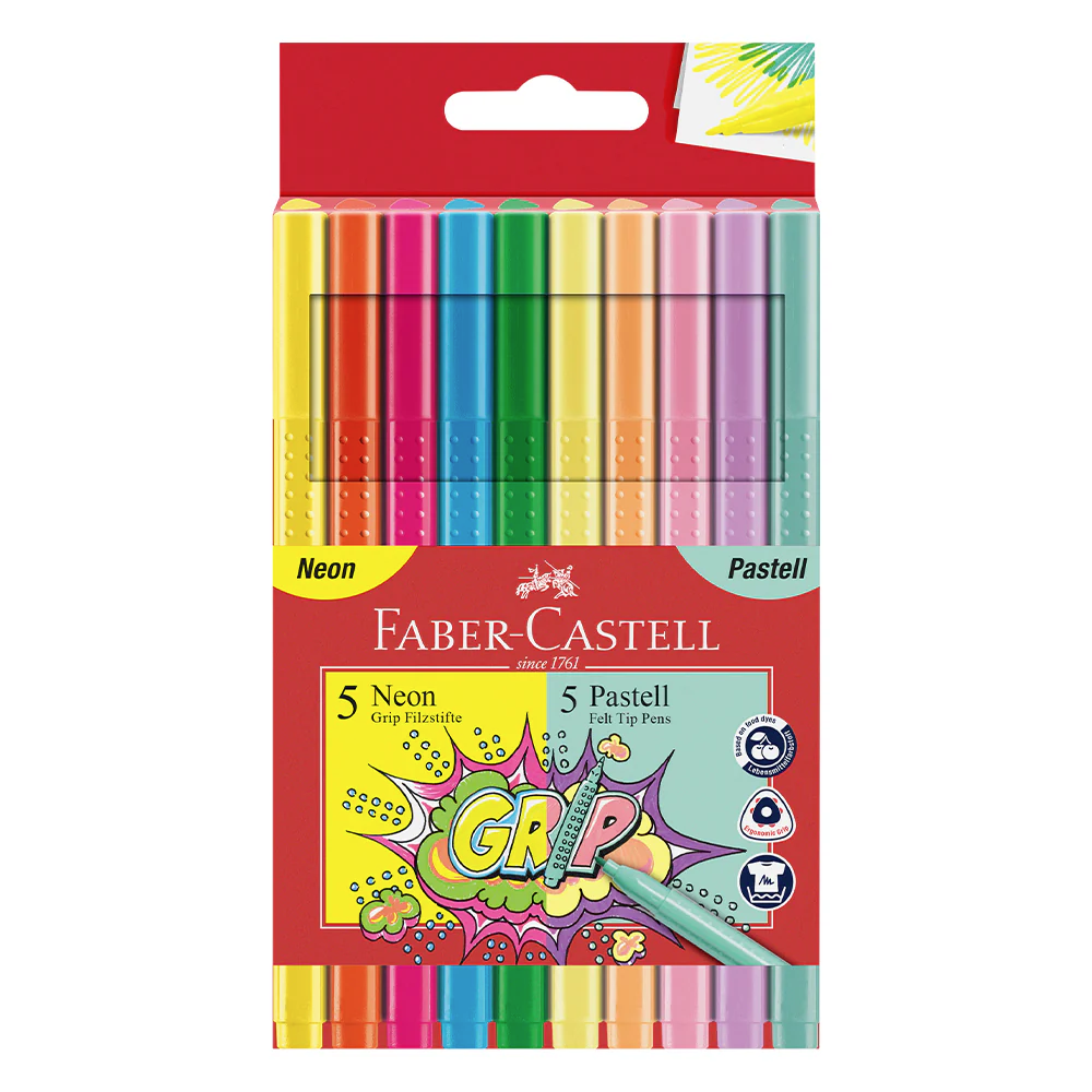 Marqueurs de couleur fluo et pastel Grip (ensemble de 10)