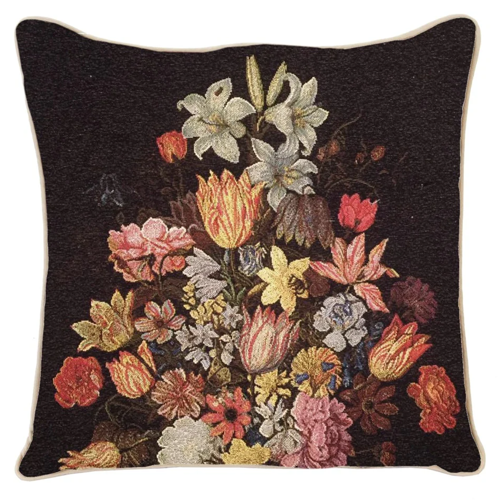 A Still Life of Flowers in a Wan-Li Vase Cushion Cover