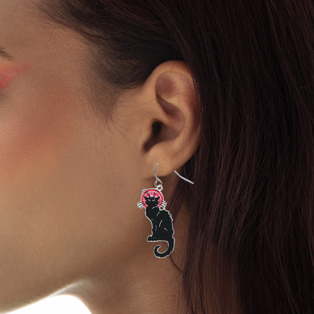 Boucles d'oreilles Le chat noir