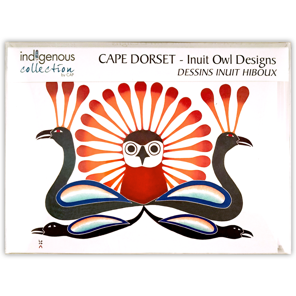 Boîte de cartes doubles Cape Dorset: dessins inuit hiboux
