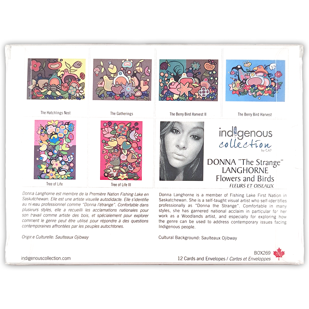 Boîte de cartes doubles Fleurs et oiseaux