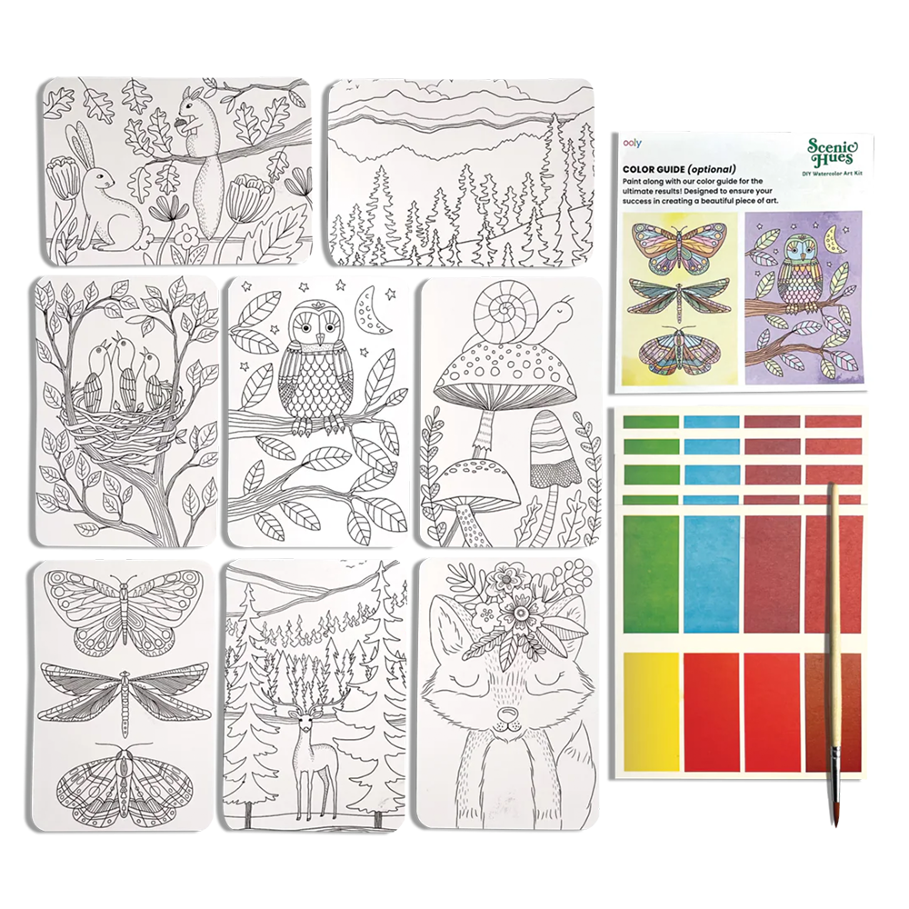 Kit d'art de coloriage à l'aquarelle Aventure en forêt
