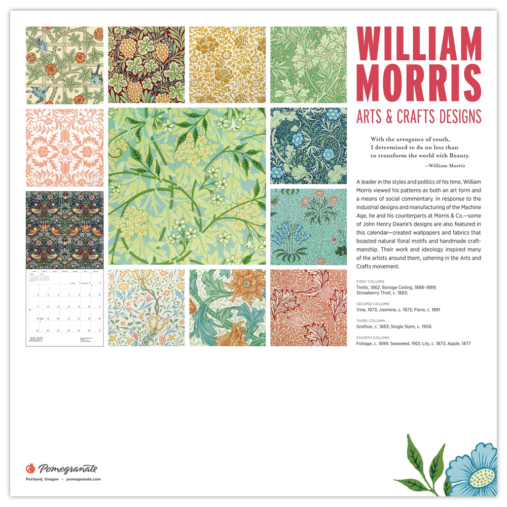 Calendrier mural 2026 William Morris