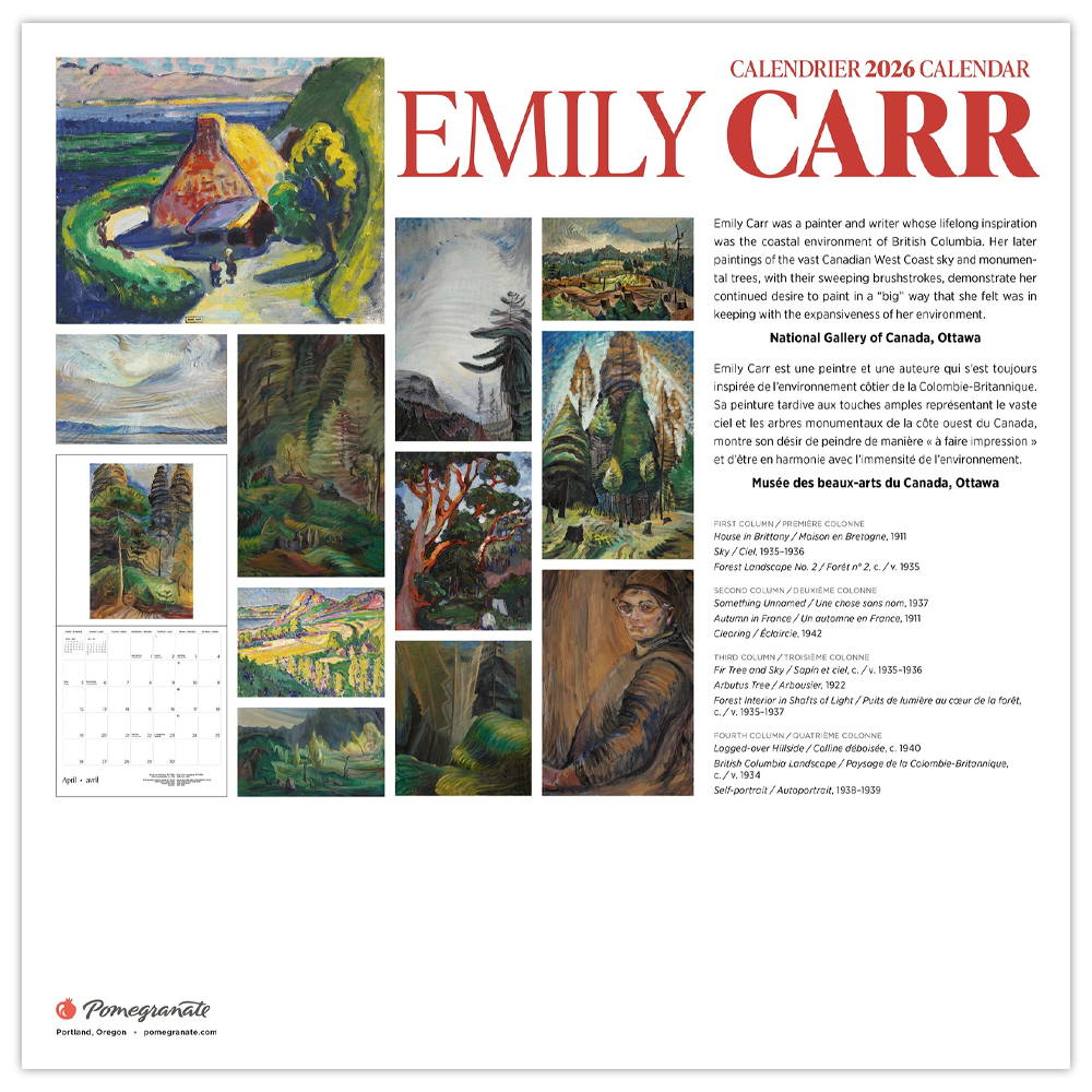 Calendrier mural 2026 Emily Carr