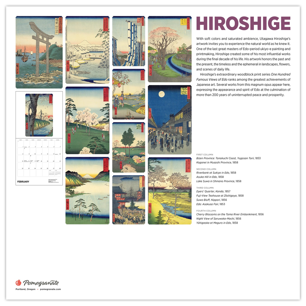 Calendrier mural 2026 Utagawa Hiroshige