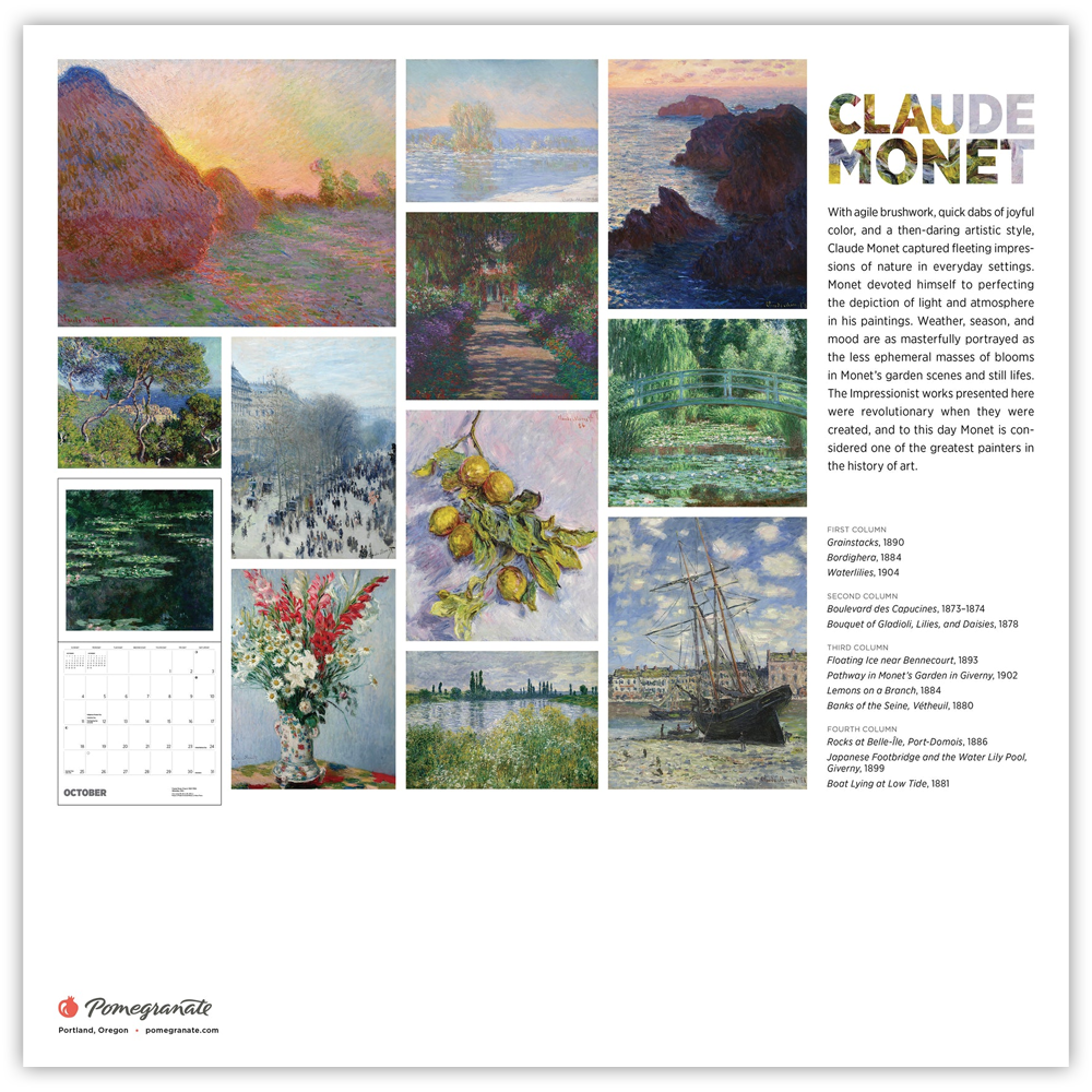 Calendrier mural 2026 Claude Monet