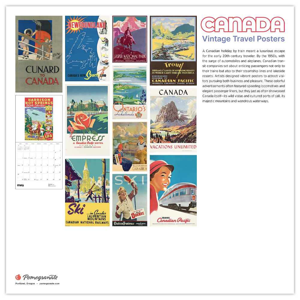 Calendrier mural 2026 Canadian Travel Posters