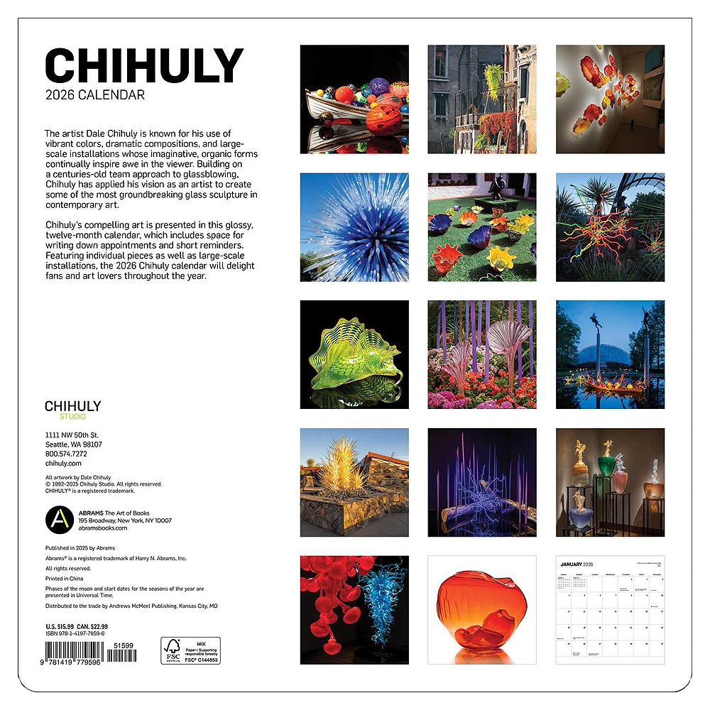 Calendrier mural 2026 Chihuly