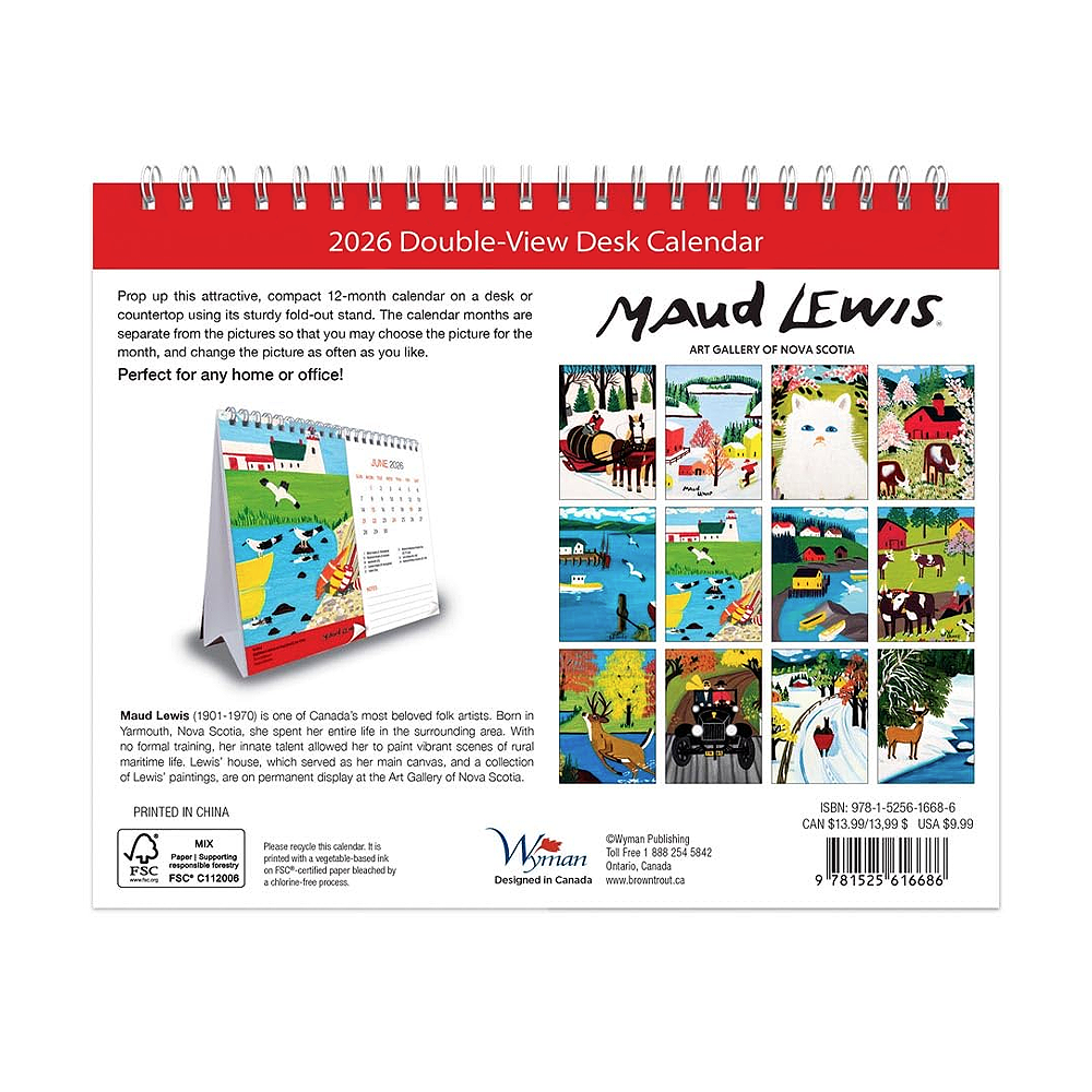 Calendrier de bureau 2026 Maud Lewis