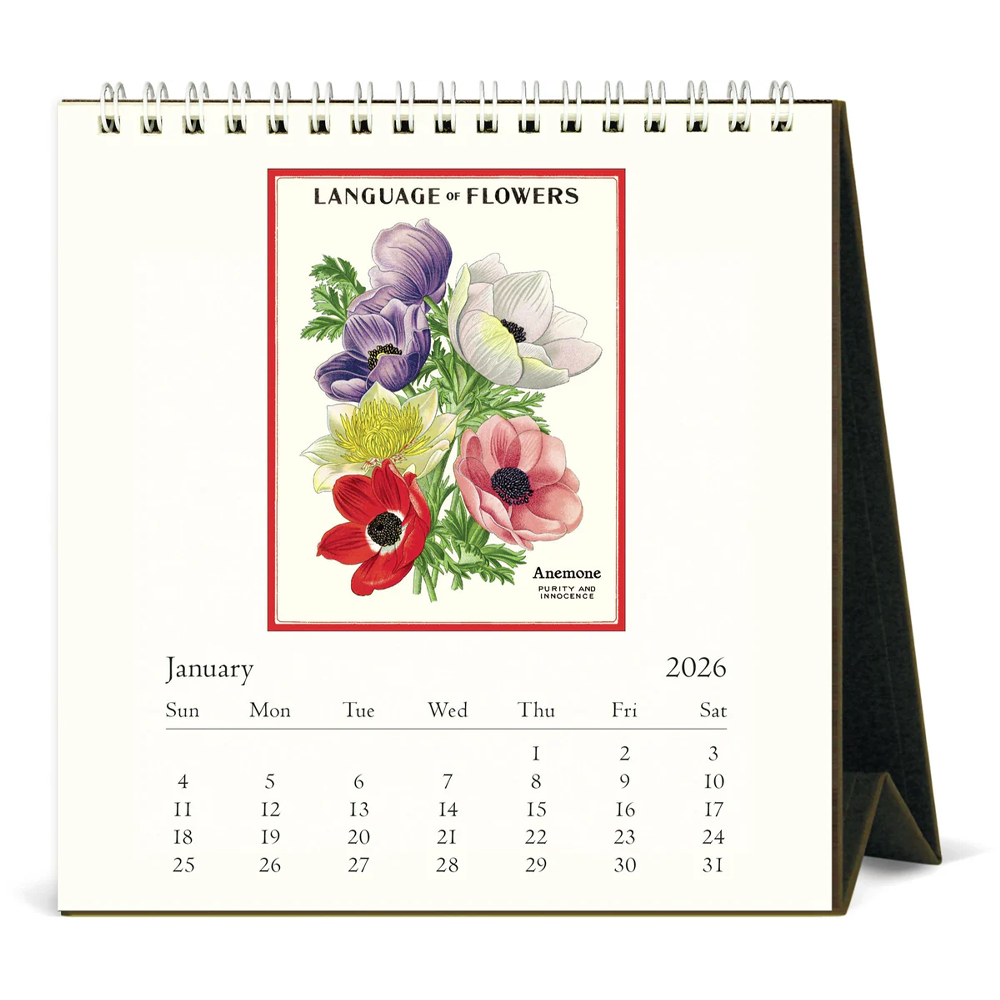 Calendrier de bureau 2026 Langage des fleurs