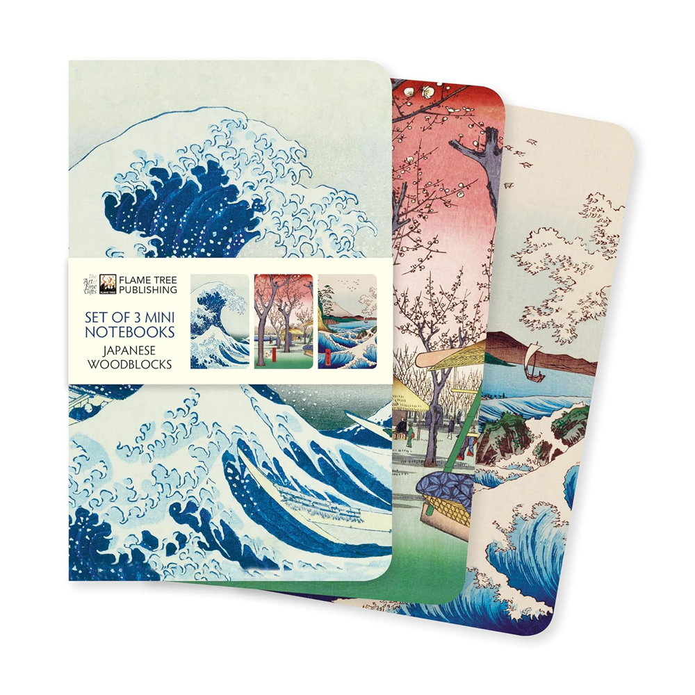 Japanese Woodblocks Set of 3 Mini Notebooks