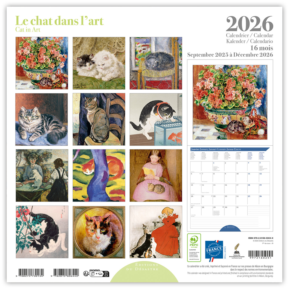 Cat in Art 2026 Wall Calendar