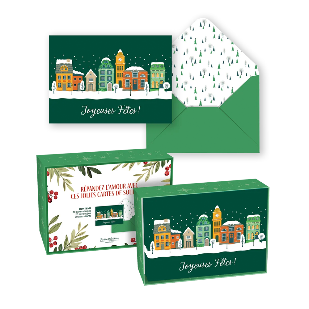 Boîte de cartes doubles des Fêtes Noël en ville
