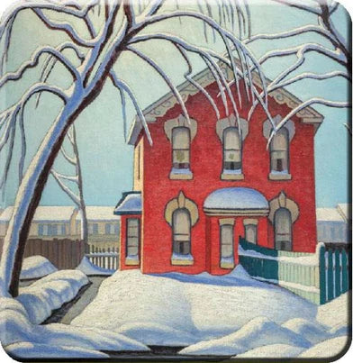 Red House in Winter Coasters