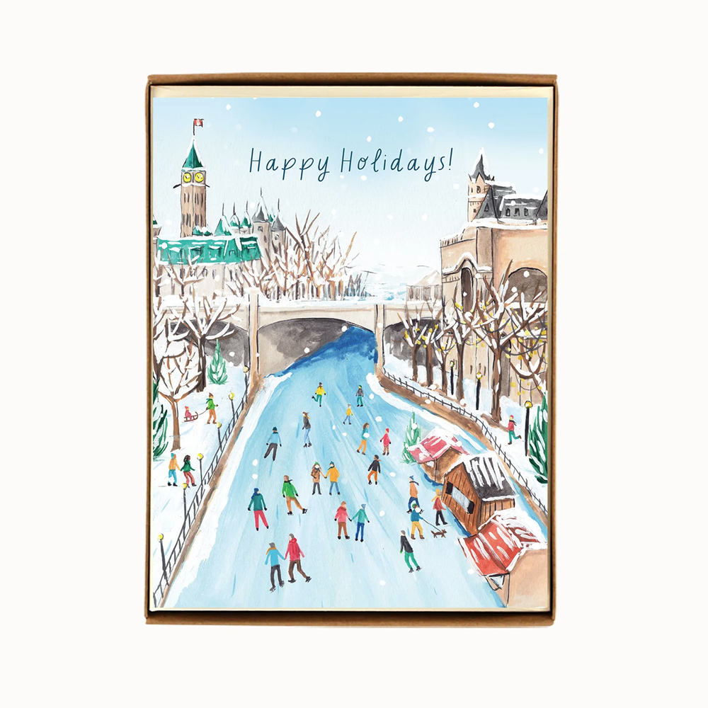 Boîte de cartes doubles pour les fêtes Canal Rideau (Anglais)