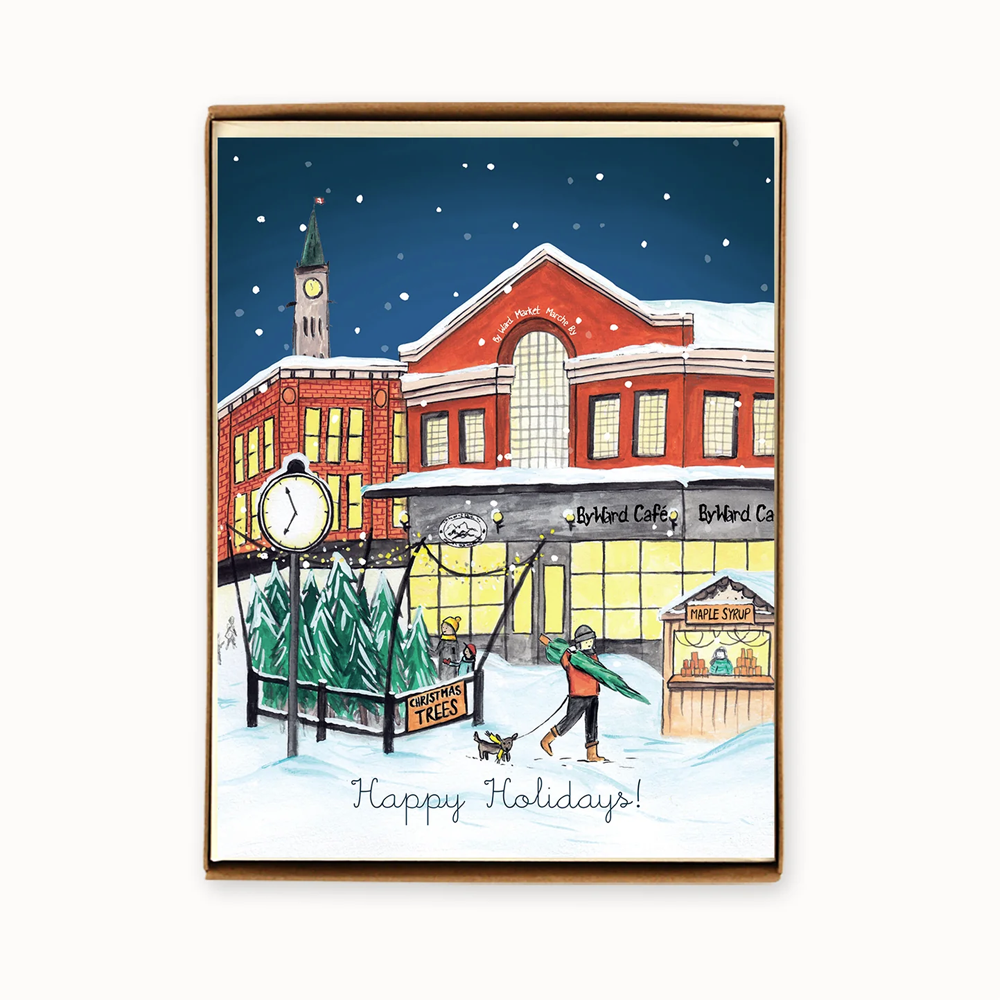 Boîte de cartes doubles pour les fêtes Marché By (Anglais)
