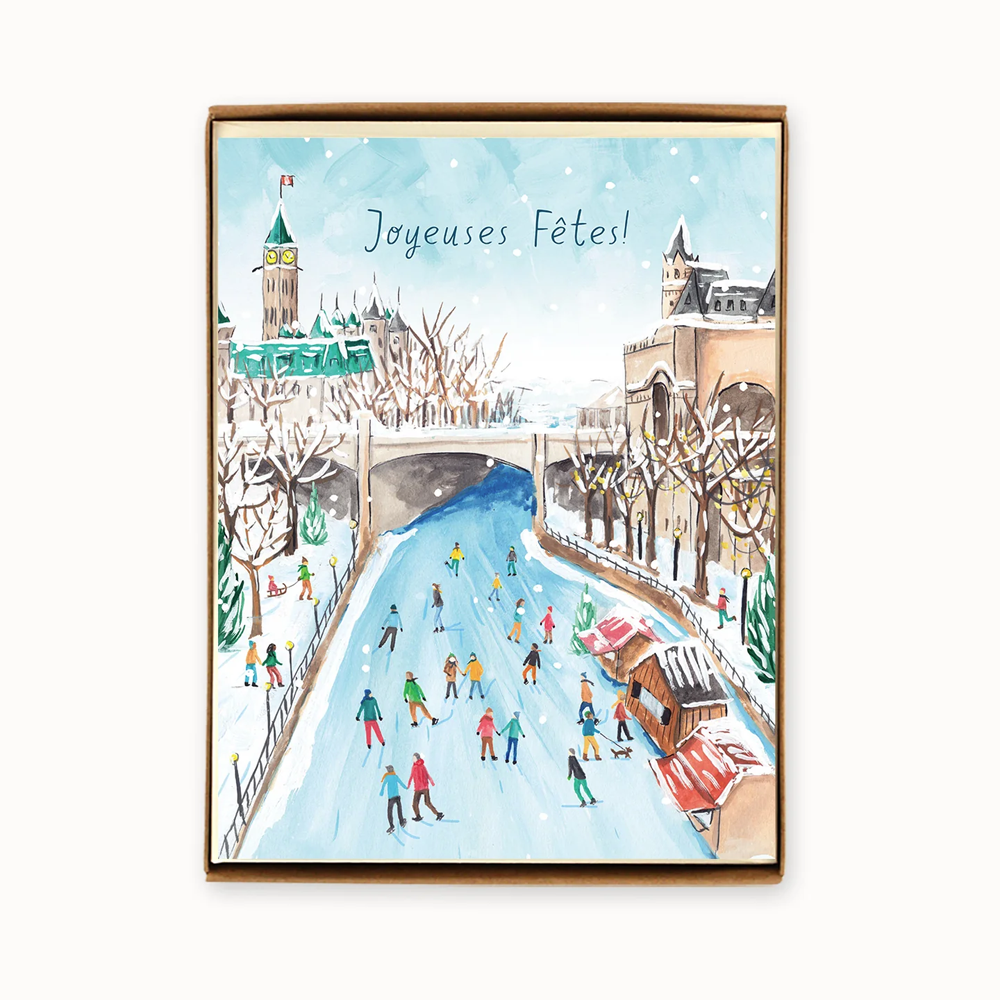 Boîte de cartes doubles pour les fêtes Canal Rideau (Français)