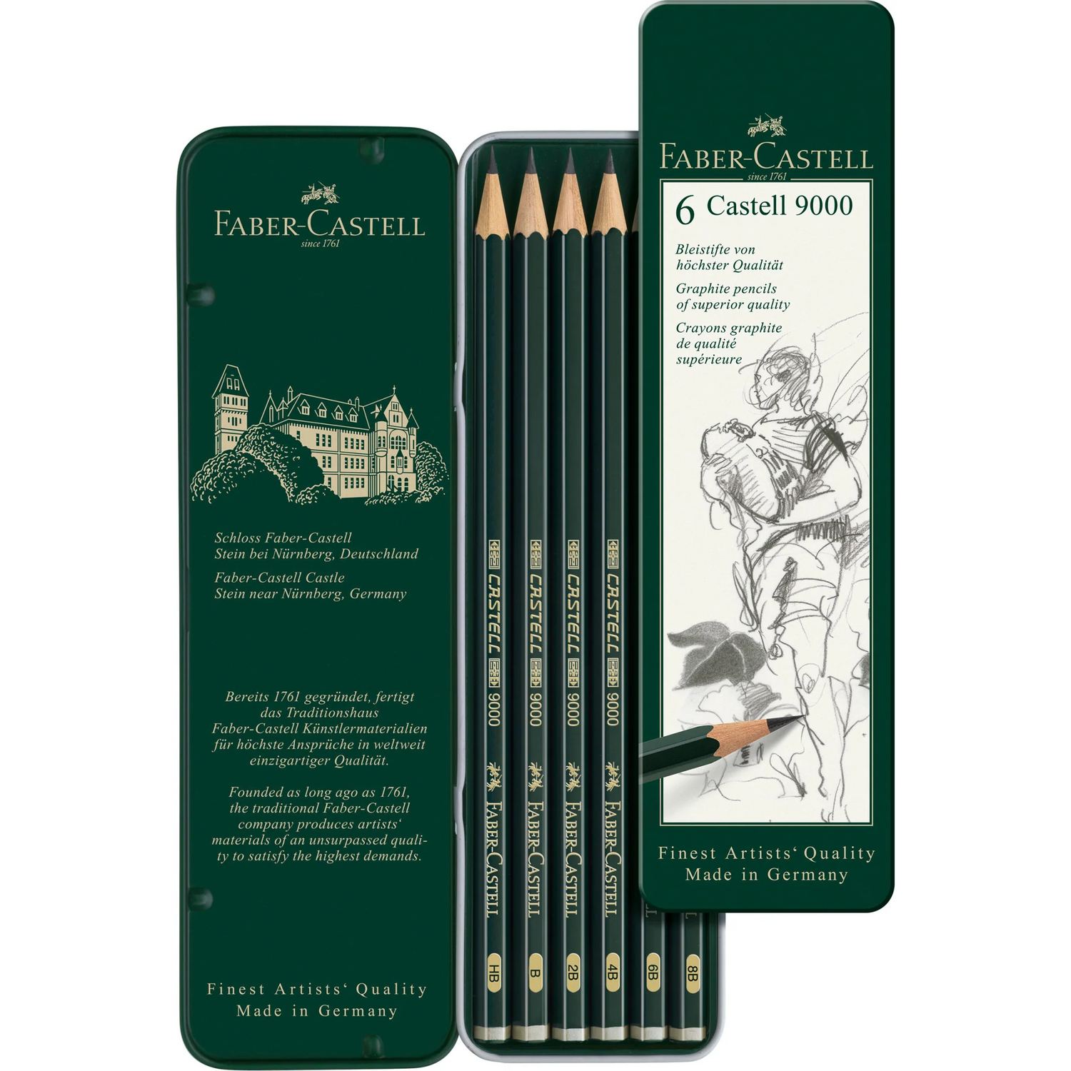 Castell 9000 Graphite Pencils (Tin of 6)