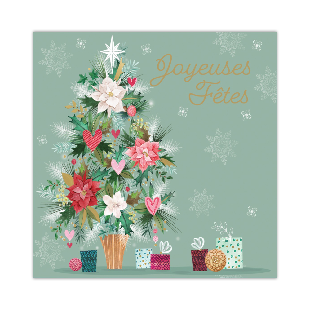 Boîte de cartes doubles des Fêtes Arbre de Noël