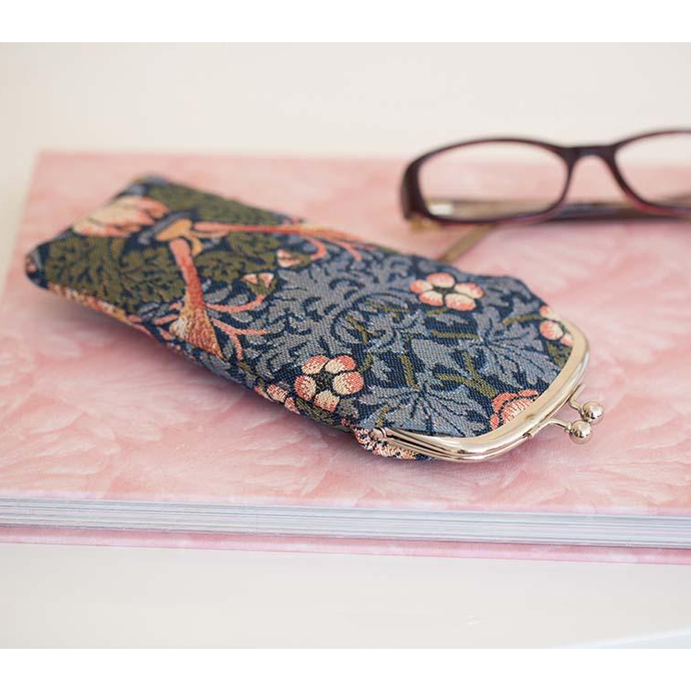 Strawberry Thief Glasses Pouch (Blue)