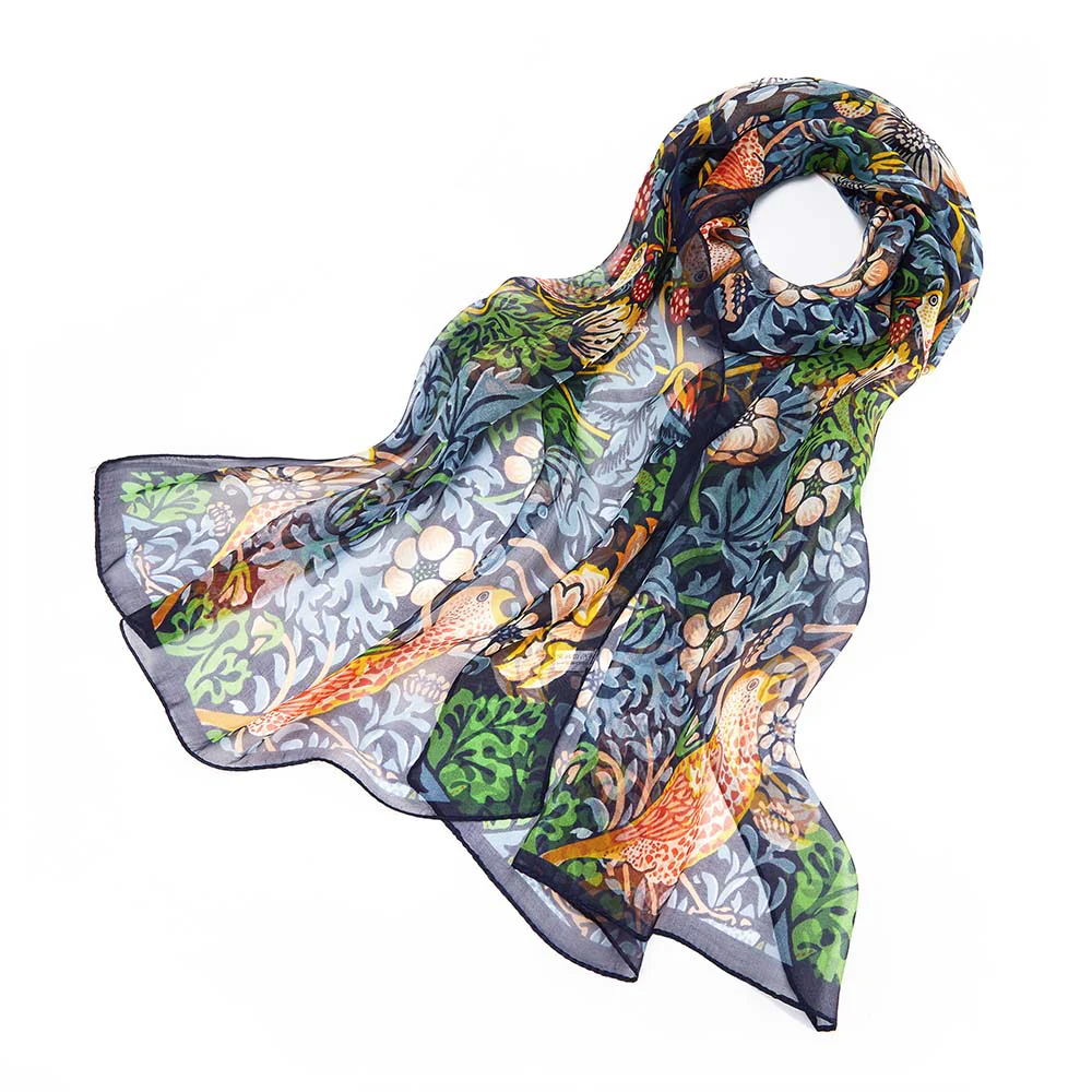 Foulard en soie Voleur de fraises (bleu)