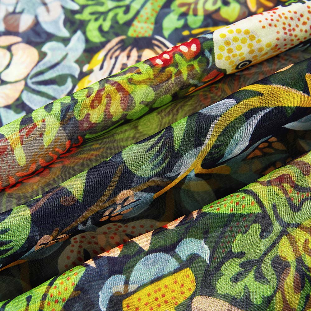 Foulard en soie Voleur de fraises (bleu)