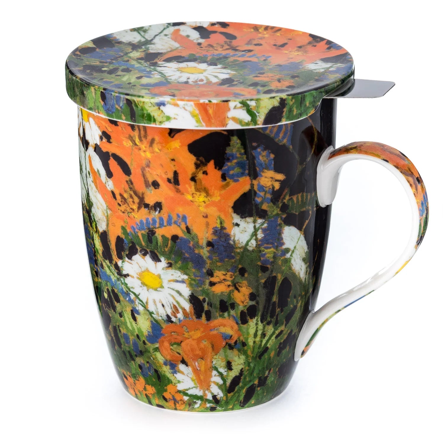 Marguerites, Wood Lilies, and Vetch Teacup with Infuser