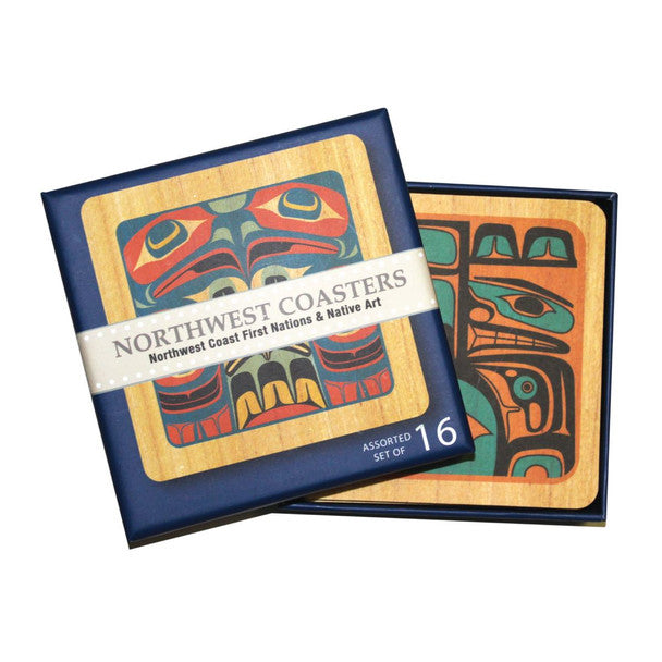 Set of 16 Northwest Coast Coasters (Square)