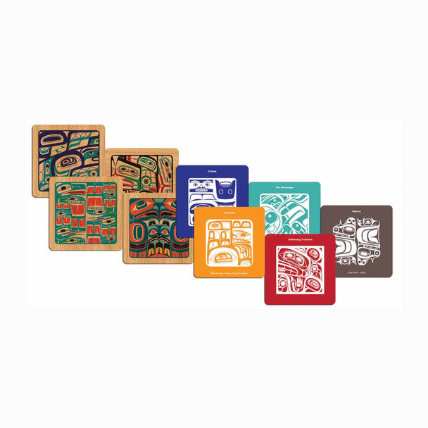 Set of 16 Northwest Coast Coasters (Square)