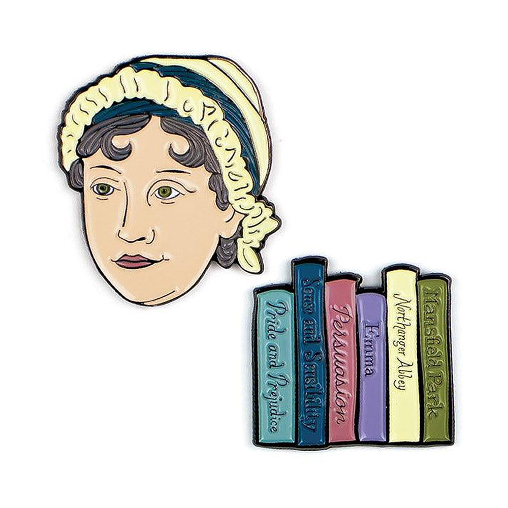 Jane Austen & Books Pin Set