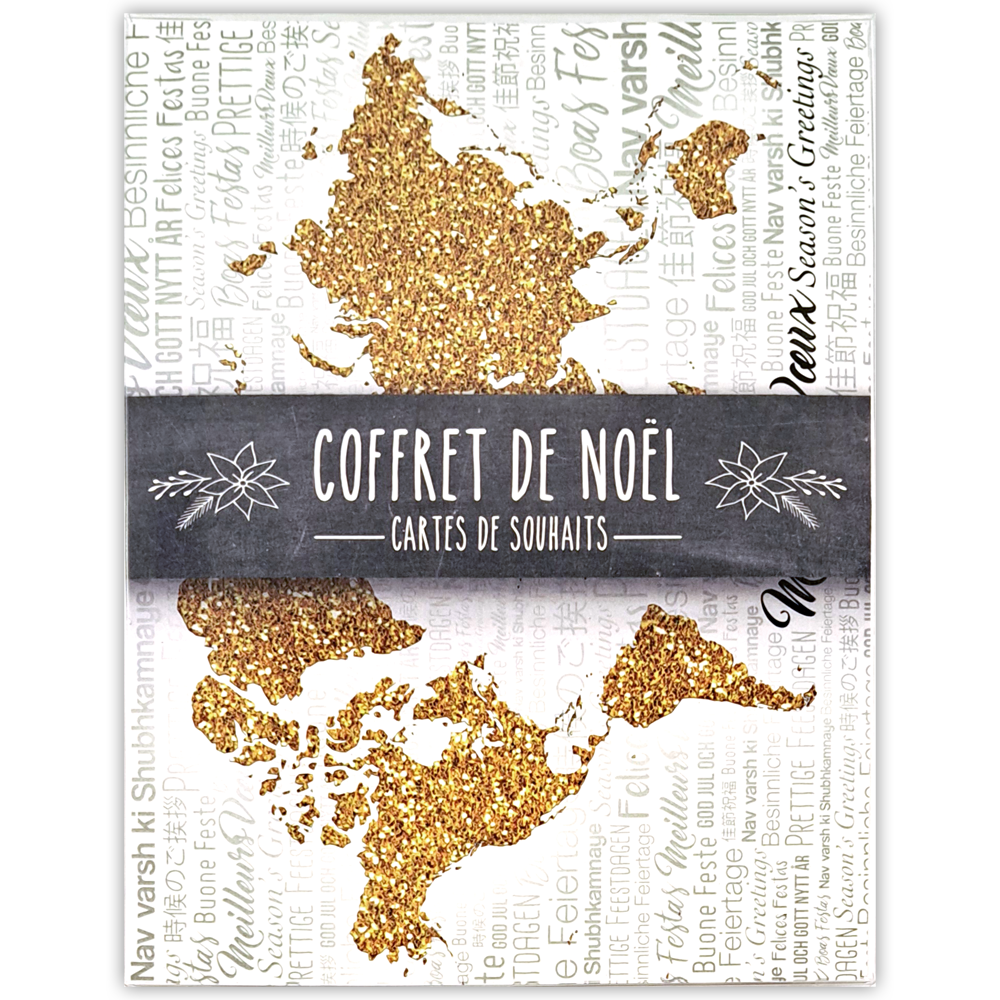 Boîte de cartes doubles pour les fêtes Vœux du monde