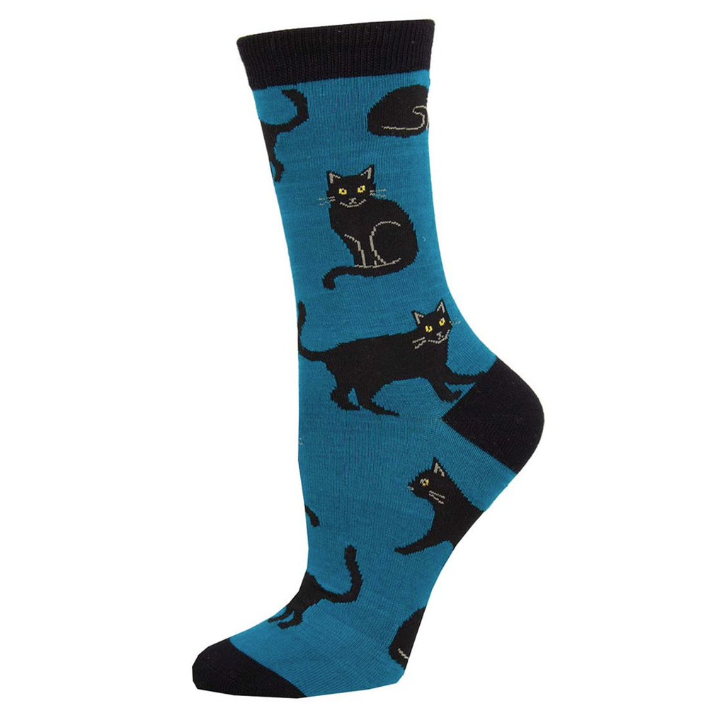 Black Cat Socks (Teal)