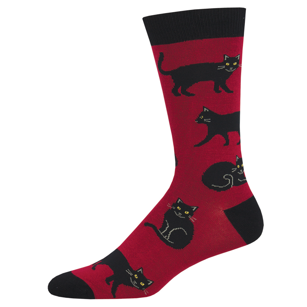 Black Cat Socks (Red)
