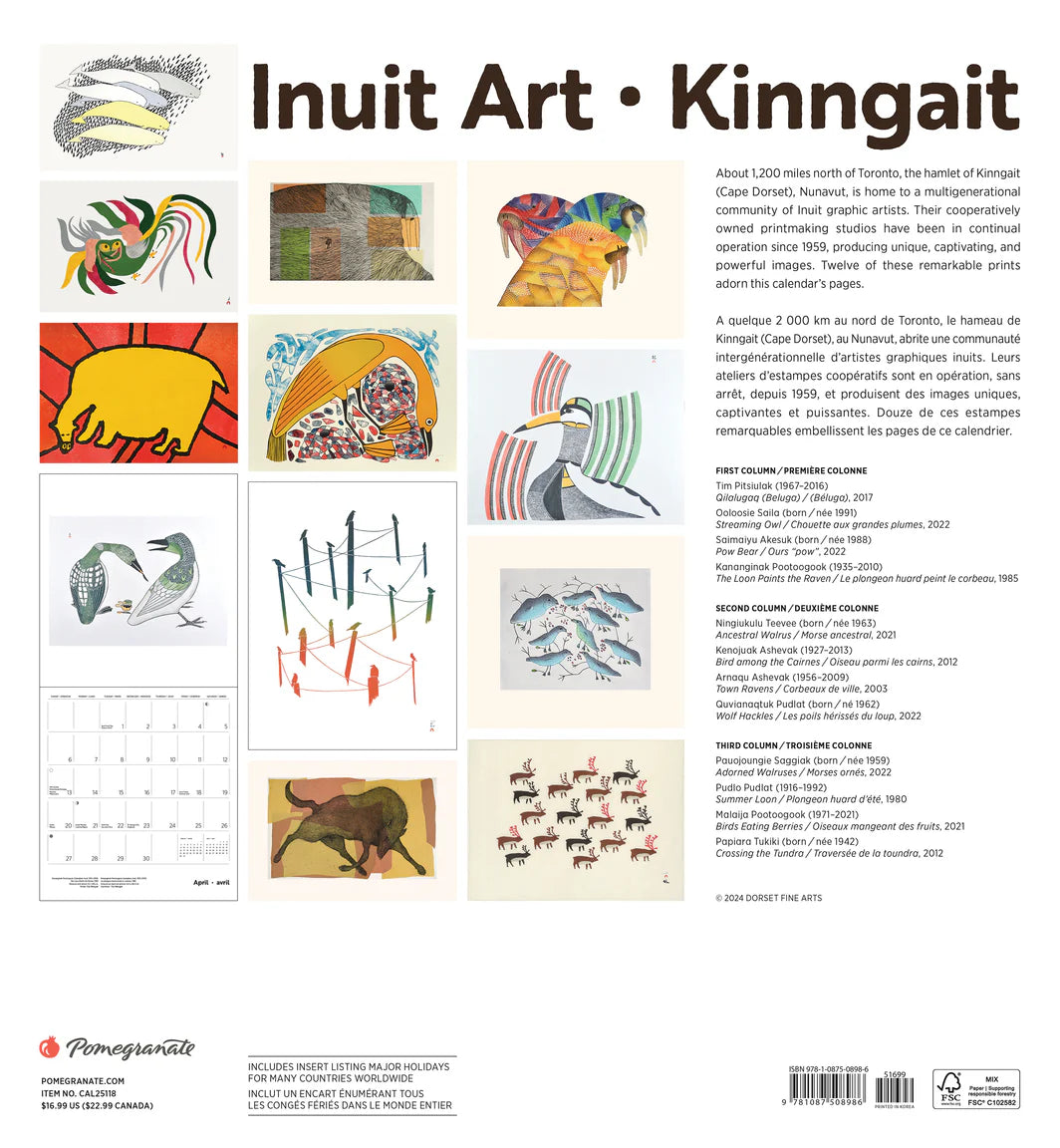 Inuit Art: Kinngait 2025 Wall Calendar | Calendrier mural 2025 Inuit Art: Kinngait