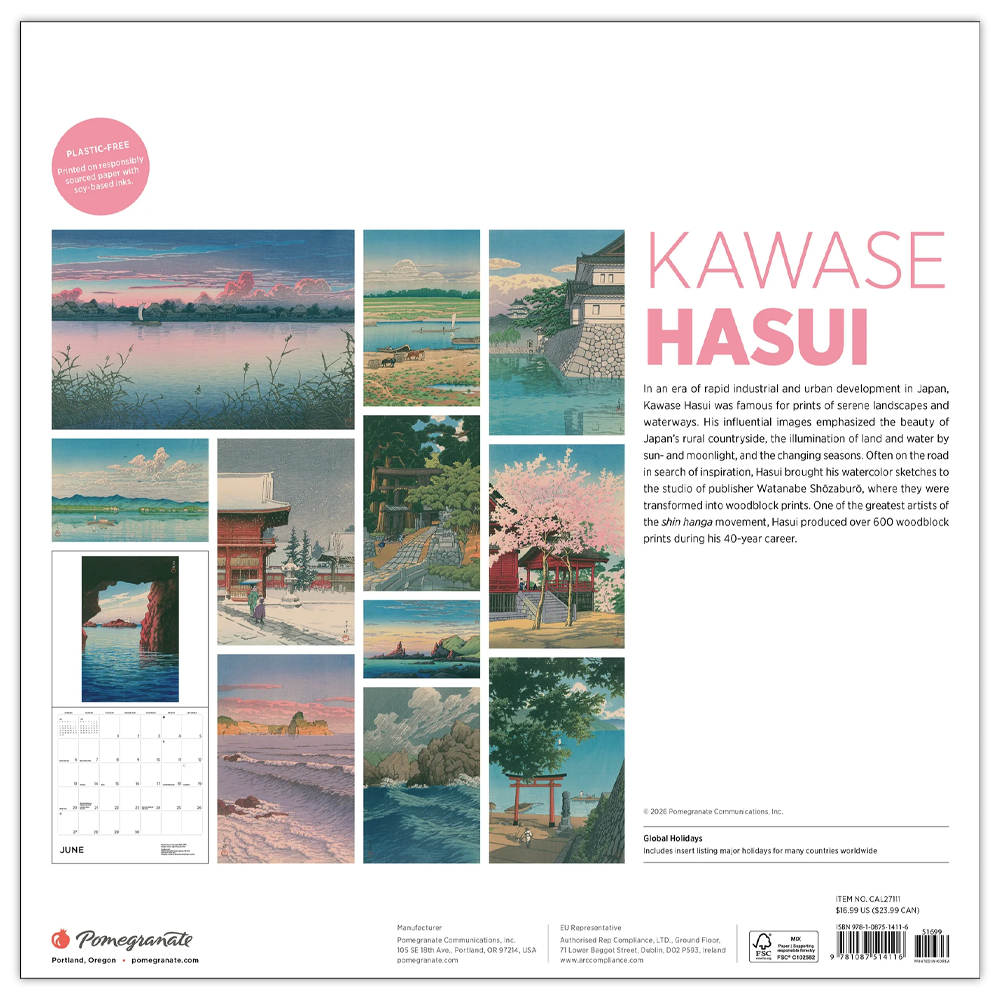 Calendrier mural 2027 Kawase Hasui