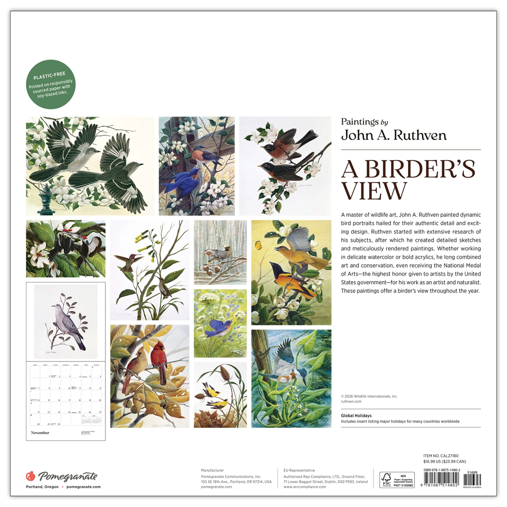 A Birder's View 2027 Wall Calendar