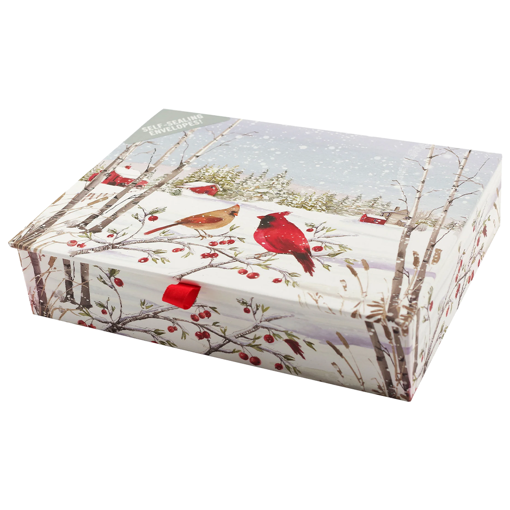 Boîte de cartes doubles des Fêtes Cardinals in Winter