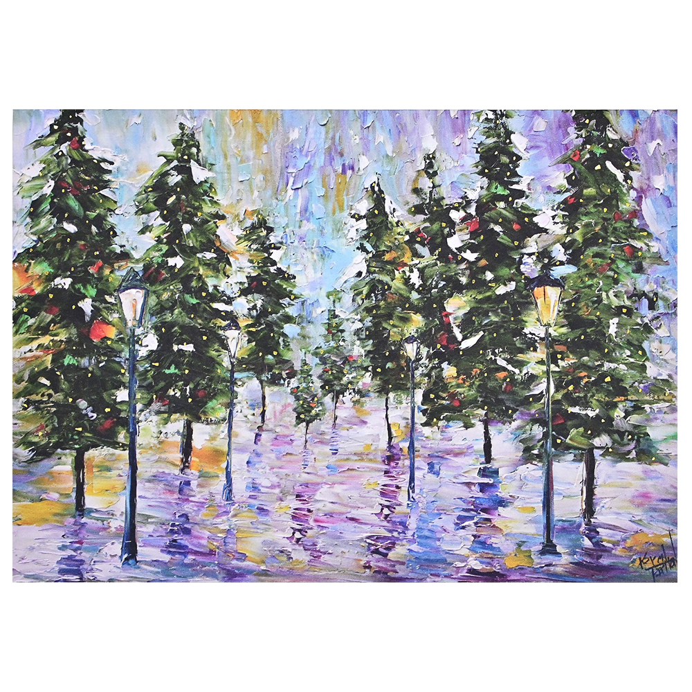 Boîte de cartes doubles des Fêtes Pines in Moonlight