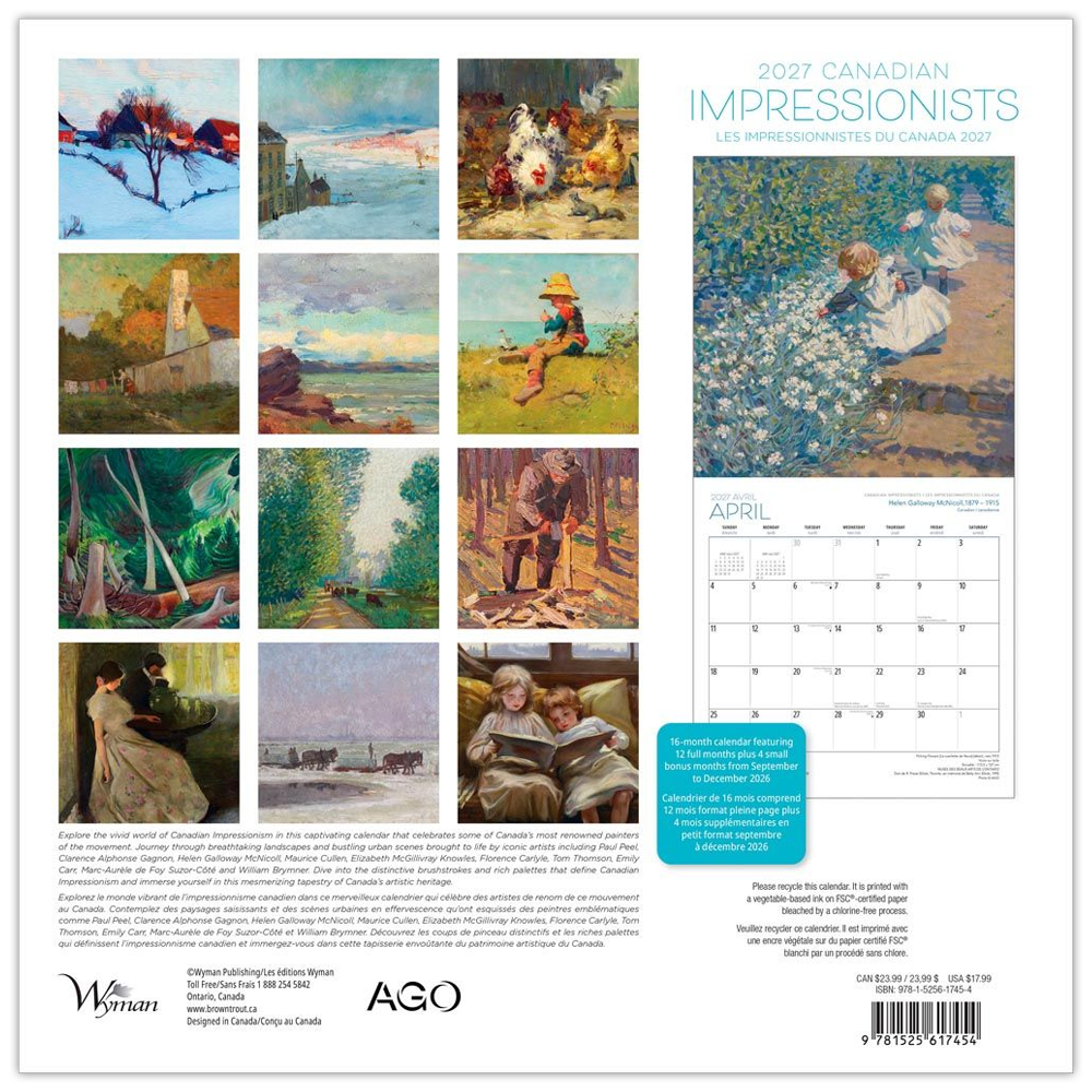Canadian Impressionists 2027 Wall Calendar