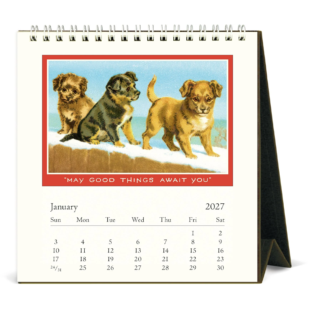 Calendrier de bureau 2027 Chiens vintage