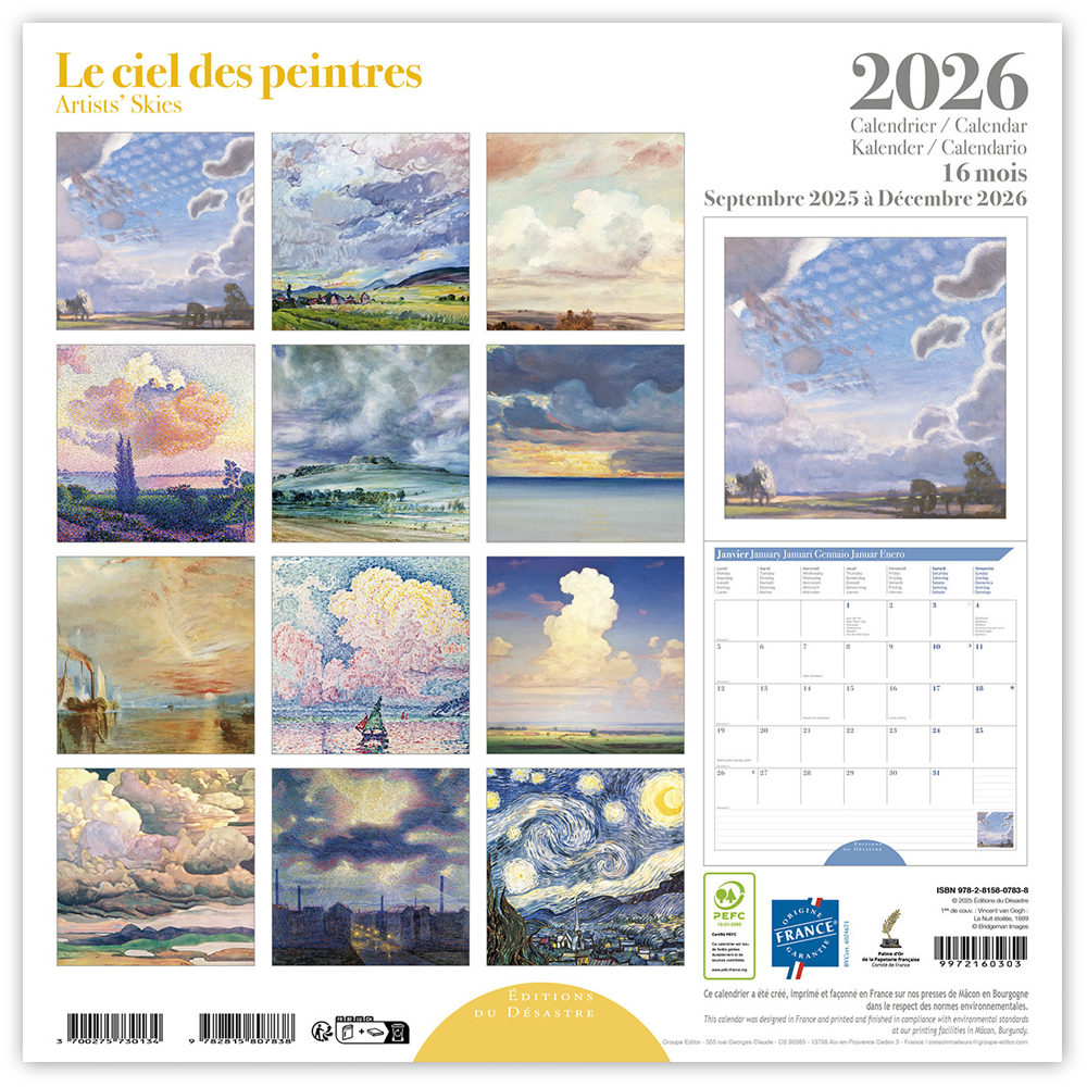 Artists' Skies 2026 Wall Calendar