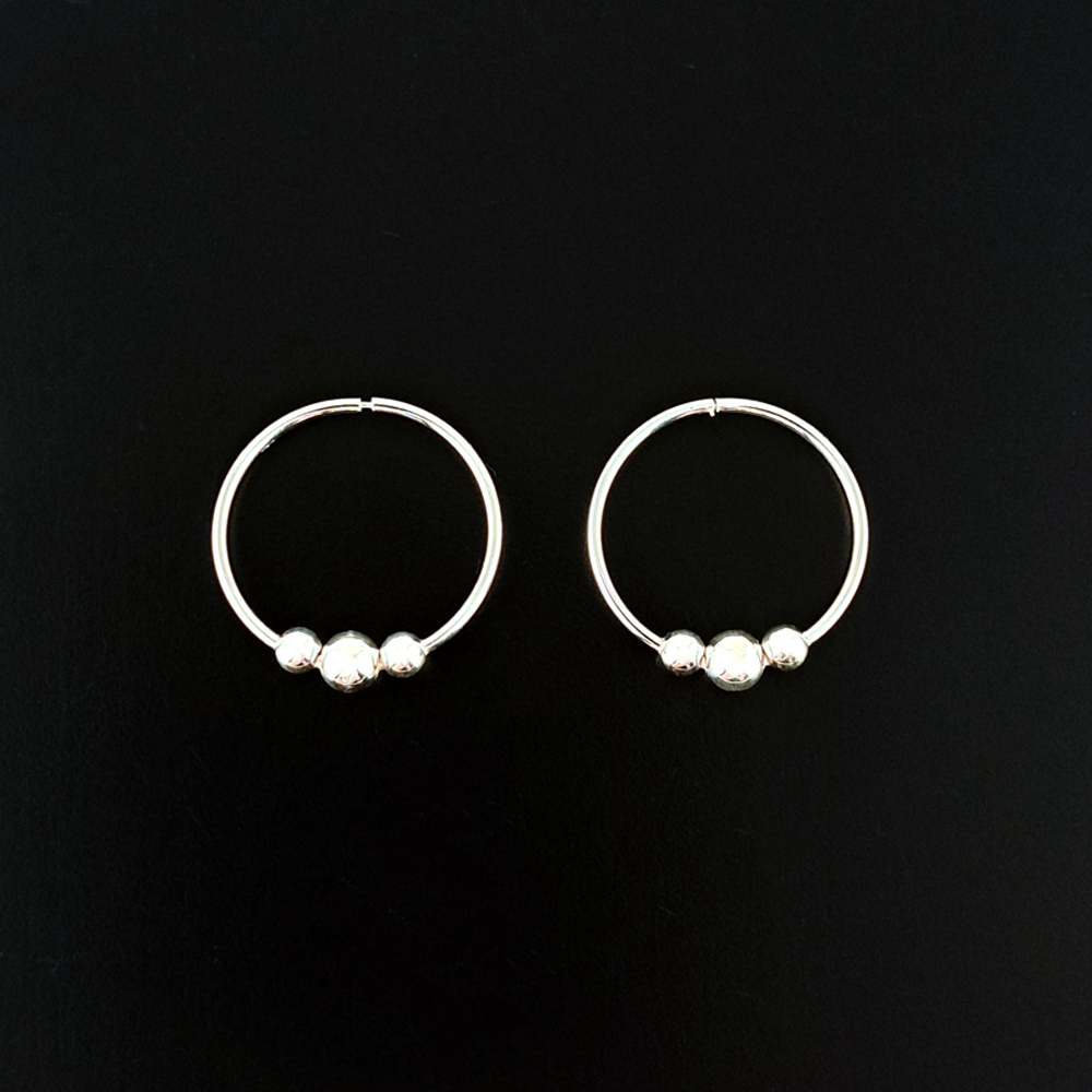 Earrings: Sleeper Hoop with Three Balls