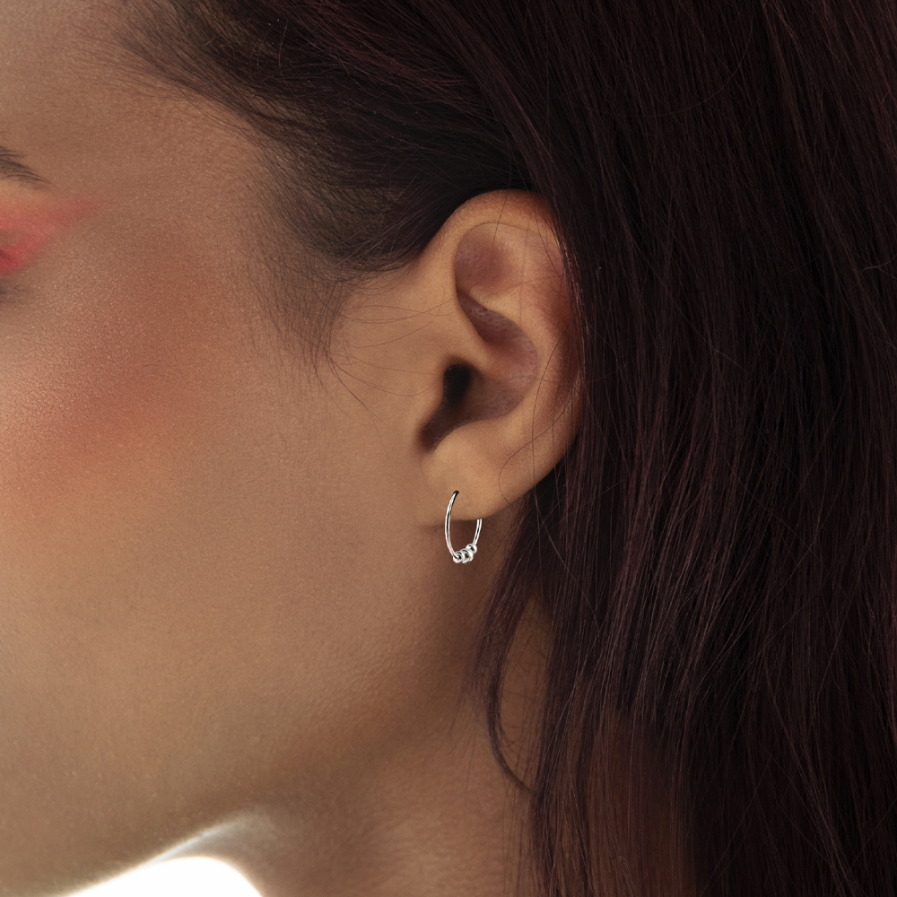 Earrings: Sleeper Hoop with Three Balls
