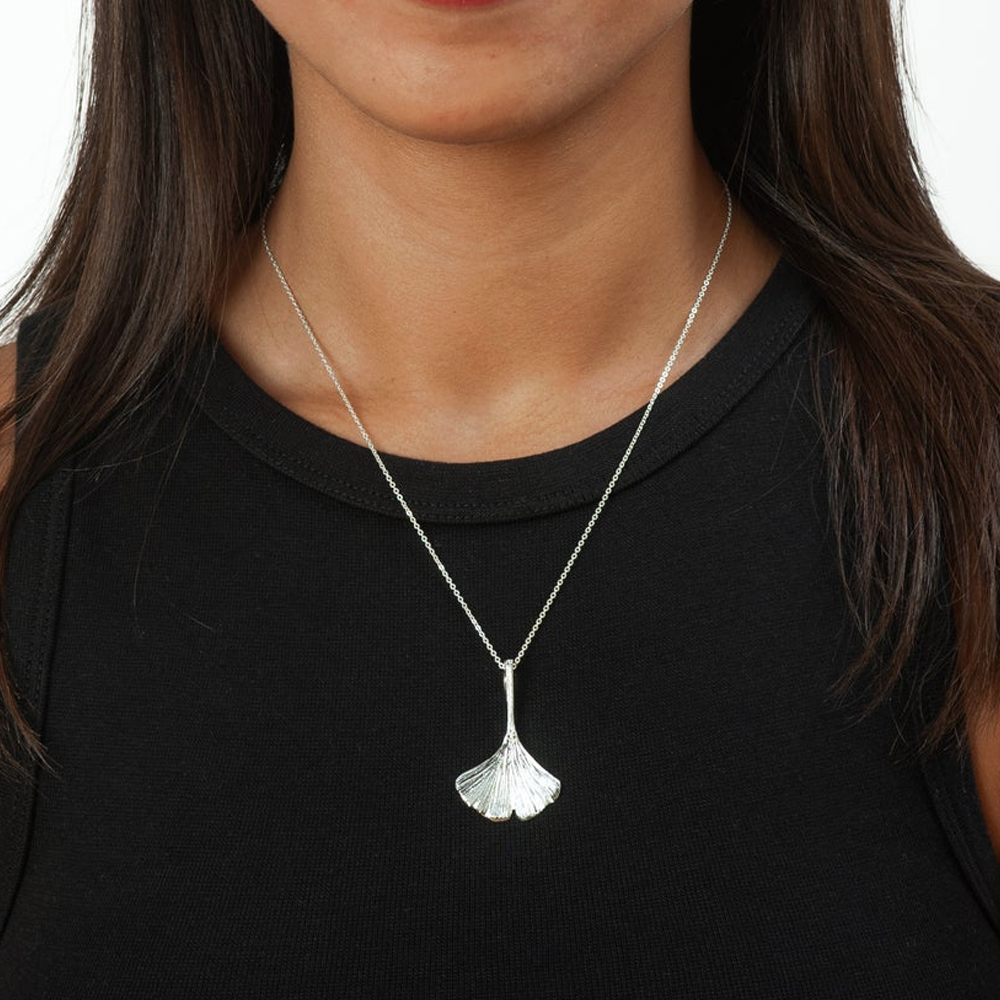 Ginkgo Leaf Pendant with Chain