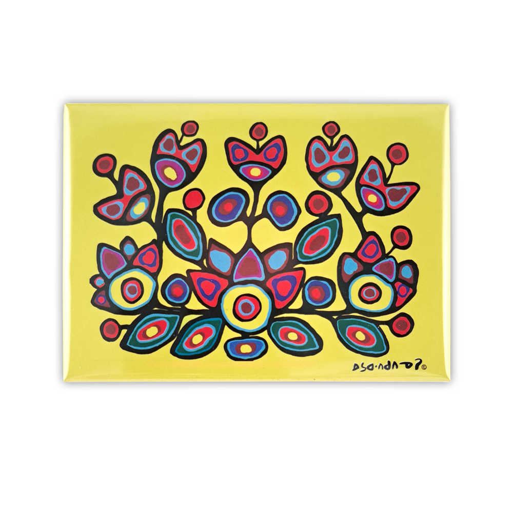 Aimant Fleurs sur fond jaune